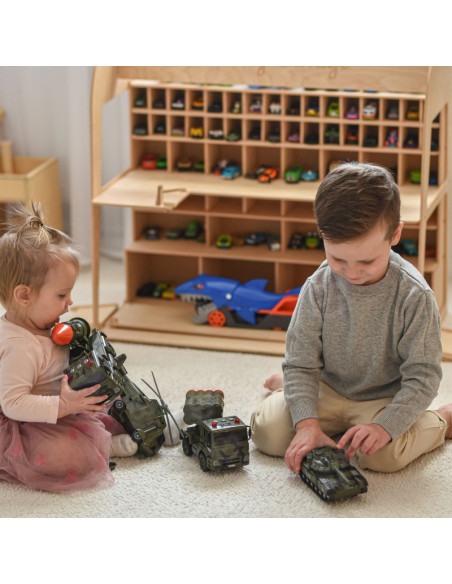 WOOPIE karinių transporto priemonių rinkinys su paleidimo įrenginiu, tankas-sraigtasparnis, 4 dalys, mastelis 1:20