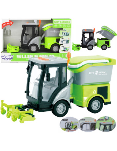 WOOPIE City Sweeper 1:16 Green Sound and Light Effects