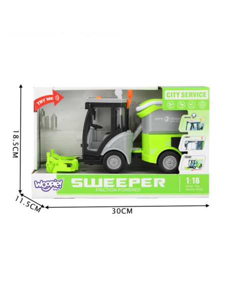 WOOPIE City Sweeper 1:16 Green Sound and Light Effects