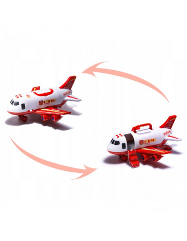 WOOPIE Foldable Plane Fire Department Transporter with 3 Fire Trucks XL Set Road Signs