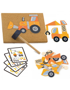 VIGA mediniai žaisliniai statybiniai vežimėliai, 45 dalys, Montessori 2