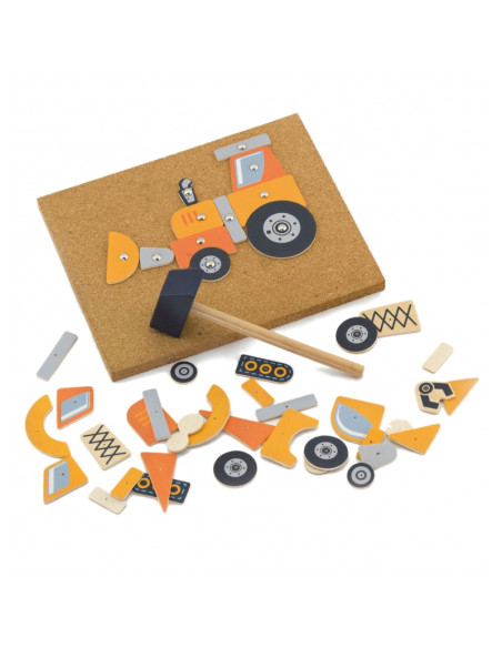 VIGA mediniai žaisliniai statybiniai vežimėliai, 45 dalys, Montessori