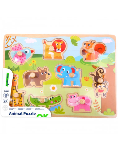 TOOKY TOY medinė Montessori gyvūnų dėlionė