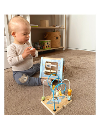 TOOKY TOY Wooden Activity Cube Space Sorter Maze