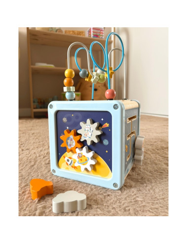 TOOKY TOY Wooden Activity Cube Space Sorter Maze