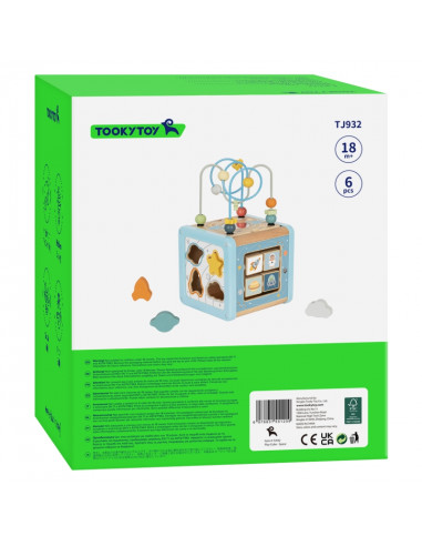 TOOKY TOY Wooden Activity Cube Space Sorter Maze