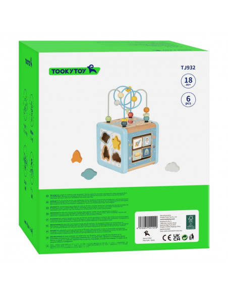 TOOKY TOY Wooden Activity Cube Space Sorter Maze