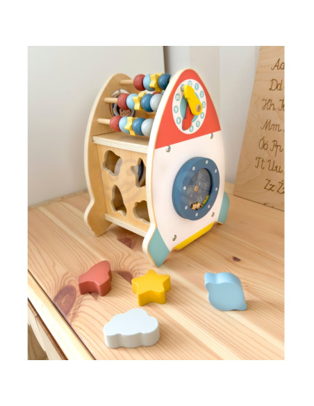 TOOKY TOY Космическая ракета-сортер с деревянным лабиринтом