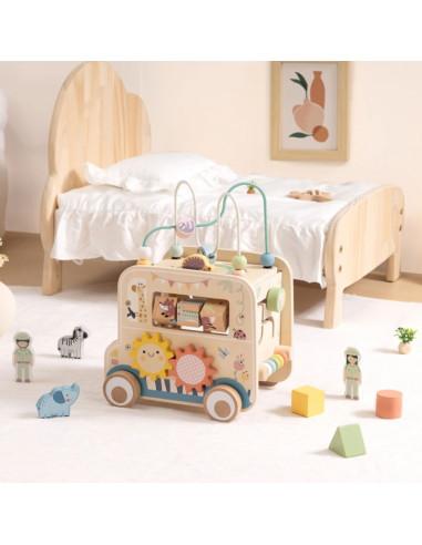 WOOPIE GREEN Wooden Activity Cube Safari Off-Road Vehicle FSC