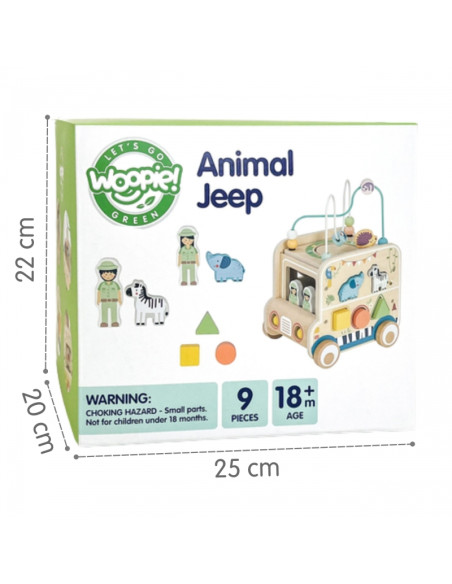WOOPIE GREEN Wooden Activity Cube Safari Off-Road Vehicle FSC