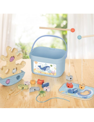 TOOKY TOY medinis jūros žaislų rinkinys, žvejybos figūrėlės, 23 dalys