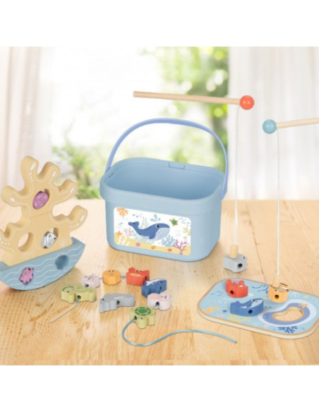 TOOKY TOY medinis jūros žaislų rinkinys, žvejybos figūrėlės, 23 dalys