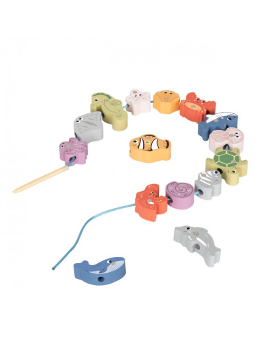 TOOKY TOY Wooden Sea Toy Set Balance Tower Fishing Figures 23 Pieces