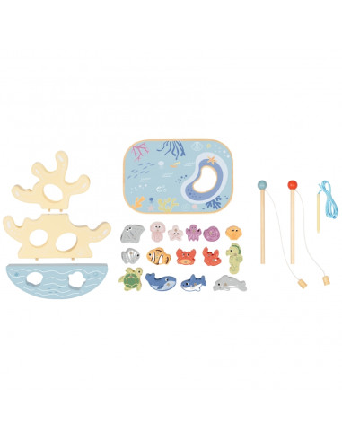 TOOKY TOY medinis jūros žaislų rinkinys, žvejybos figūrėlės, 23 dalys