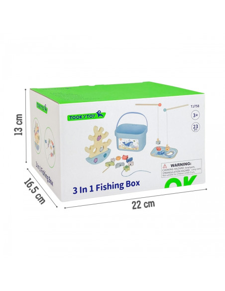 TOOKY TOY medinis jūros žaislų rinkinys, balansinis bokštas, žvejybos figūrėlės, 23 dalys