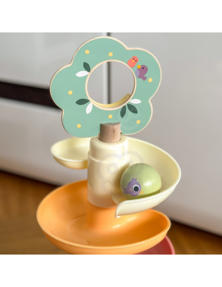 WOOPIE GREEN Деревянный трек с шариками и звуковыми эффектами тарелок FSC