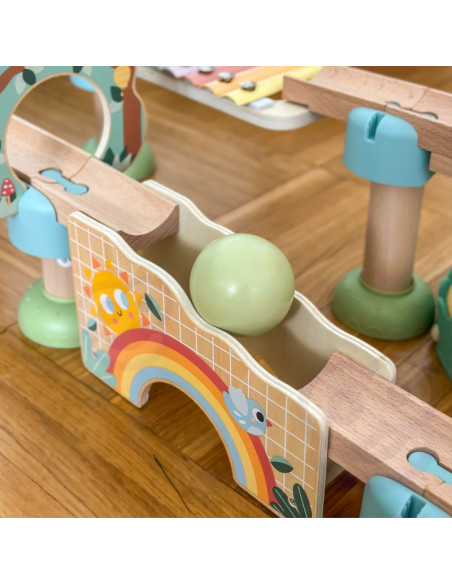 WOOPIE GREEN Wooden Ball Track with Cymbal Sound Effects FSC