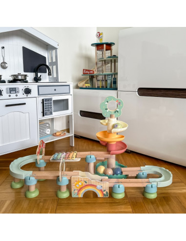 WOOPIE GREEN Wooden Ball Track with Cymbal Sound Effects FSC