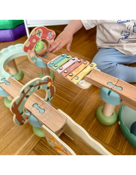 WOOPIE GREEN Wooden Ball Track with Cymbal Sound Effects FSC