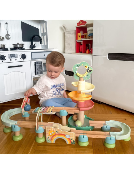 WOOPIE GREEN Wooden Ball Track with Cymbal Sound Effects FSC