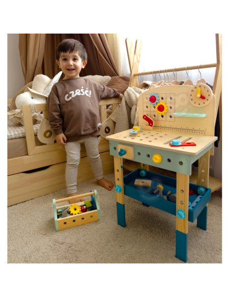 TOOKY TOY Wooden DIY Workshop Table
