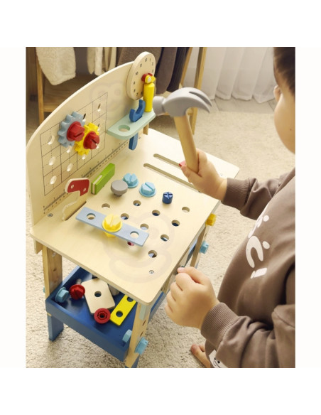 TOOKY TOY Wooden DIY Workshop Table