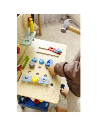 TOOKY TOY Wooden DIY Workshop Table