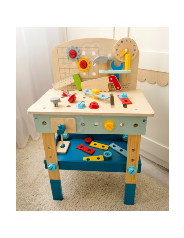 TOOKY TOY Wooden DIY Workshop Table
