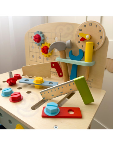 TOOKY TOY Wooden DIY Workshop Table