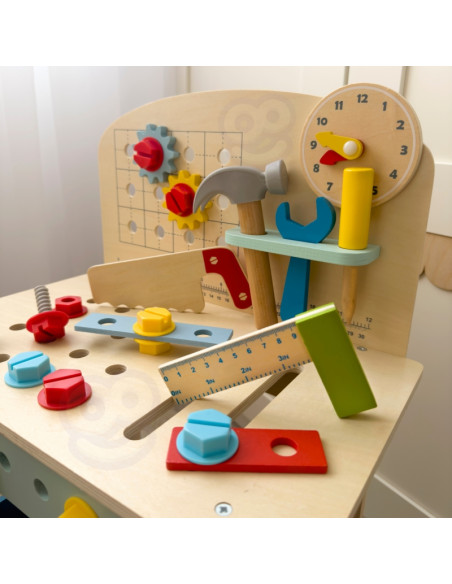 TOOKY TOY Wooden DIY Workshop Table