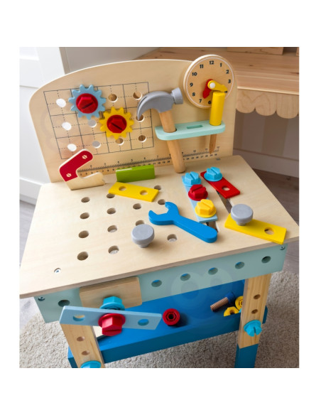 TOOKY TOY Wooden DIY Workshop Table