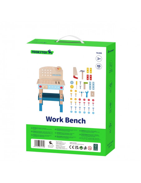 TOOKY TOY Wooden DIY Workshop Table