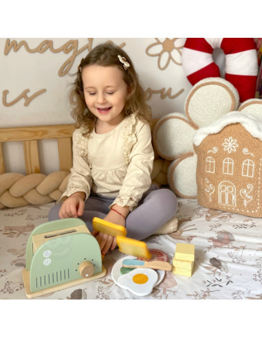 WOOPIE GREEN Wooden Toaster Breakfast Set with Accessories 14 pcs FSC