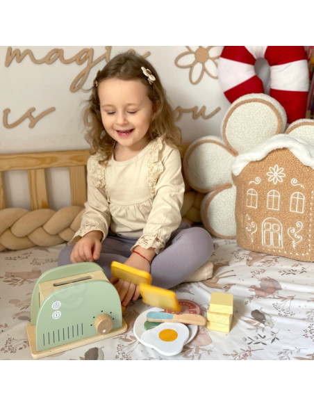 WOOPIE GREEN Wooden Toaster Breakfast Set with Accessories 14 pcs FSC