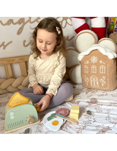 WOOPIE GREEN Wooden Toaster Breakfast Set with Accessories 14 pcs FSC