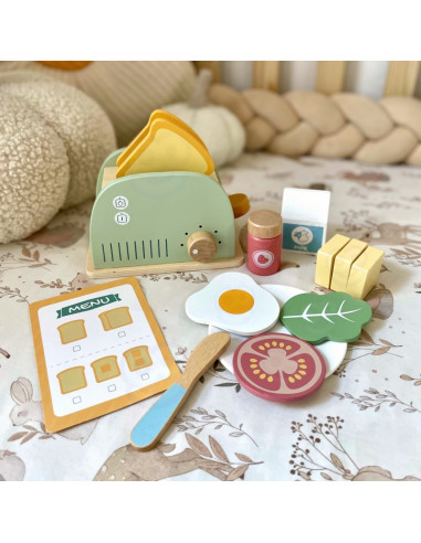 WOOPIE GREEN Wooden Toaster Breakfast Set with Accessories 14 pcs FSC