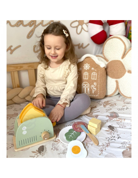 WOOPIE GREEN Wooden Toaster Breakfast Set with Accessories 14 pcs FSC