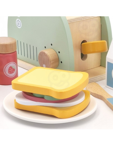 WOOPIE GREEN Wooden Toaster Breakfast Set with Accessories 14 pcs FSC