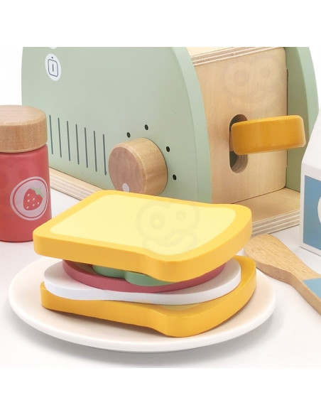 WOOPIE GREEN Wooden Toaster Breakfast Set with Accessories 14 pcs FSC