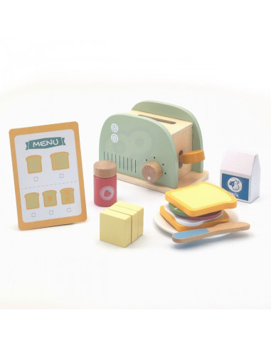 WOOPIE GREEN Wooden Toaster Breakfast Set with Accessories 14 pcs FSC