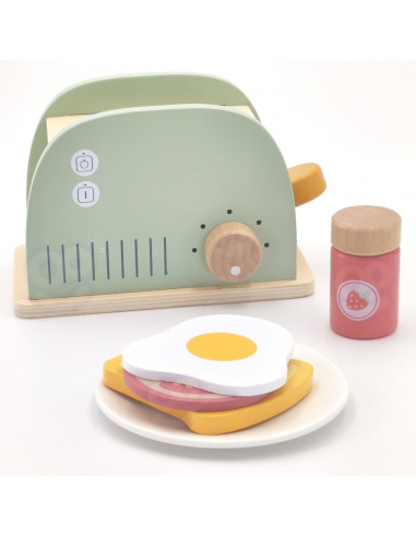 WOOPIE GREEN Wooden Toaster Breakfast Set with Accessories 14 pcs FSC