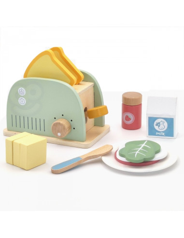 WOOPIE GREEN Wooden Toaster Breakfast Set with Accessories 14 pcs FSC