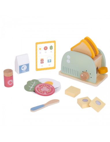 WOOPIE GREEN Wooden Toaster Breakfast Set with Accessories 14 pcs FSC