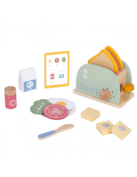 WOOPIE GREEN Wooden Toaster Breakfast Set with Accessories 14 pcs FSC