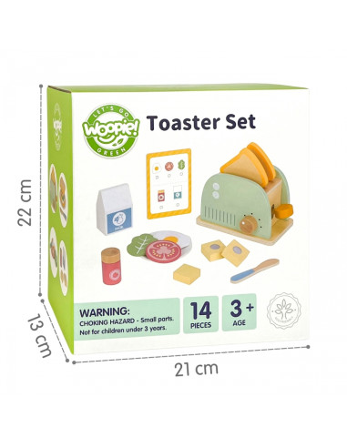 WOOPIE GREEN Wooden Toaster Breakfast Set with Accessories 14 pcs FSC