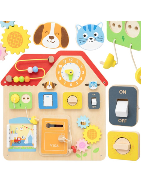 VIGA Wooden Manipulative Board Discovery and Learning House