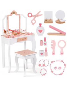 WOOPIE GREEN Wooden Dressing Table with Mirror and Accessories