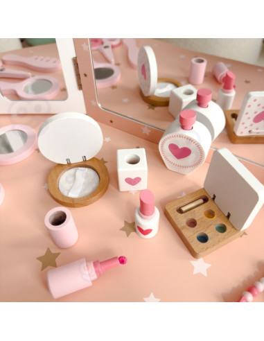 WOOPIE GREEN Wooden Dressing Table with Mirror and Accessories