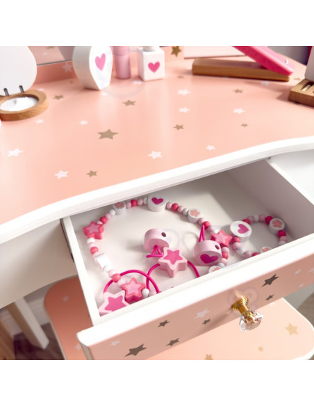 WOOPIE GREEN Wooden Dressing Table with Mirror and Accessories