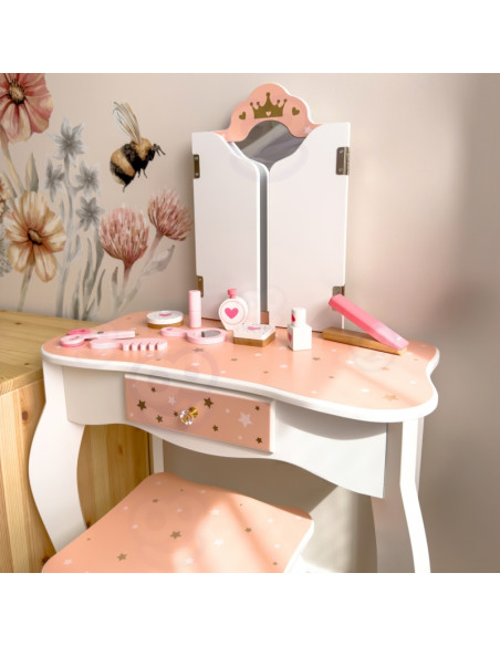 WOOPIE GREEN Wooden Dressing Table with Mirror and Accessories